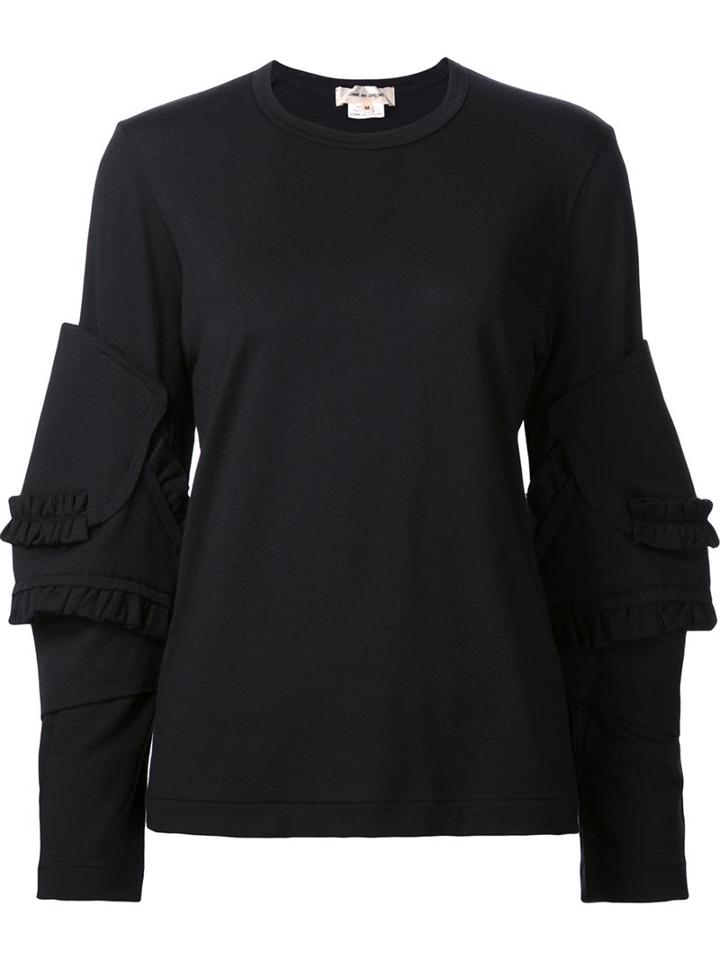 Comme Des Garçons Ruffled Detail Knit Top, Women's, Size: Small, Black, Wool