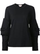 Comme Des Garçons Ruffled Detail Knit Top, Women's, Size: Small, Black, Wool
