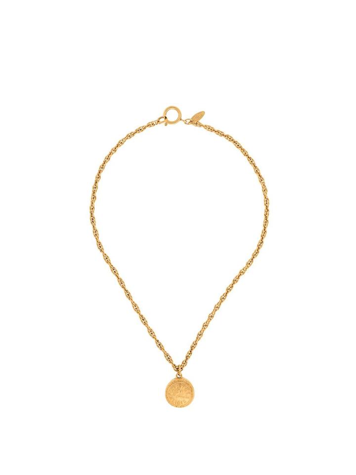 Chanel Vintage Logo Coin Necklace - Gold