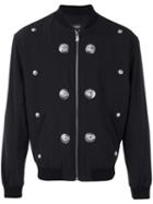Versus - Lions Studs Bomber Jacket - Men - Cotton/polyamide/spandex/elastane/wool - 48, Black, Cotton/polyamide/spandex/elastane/wool