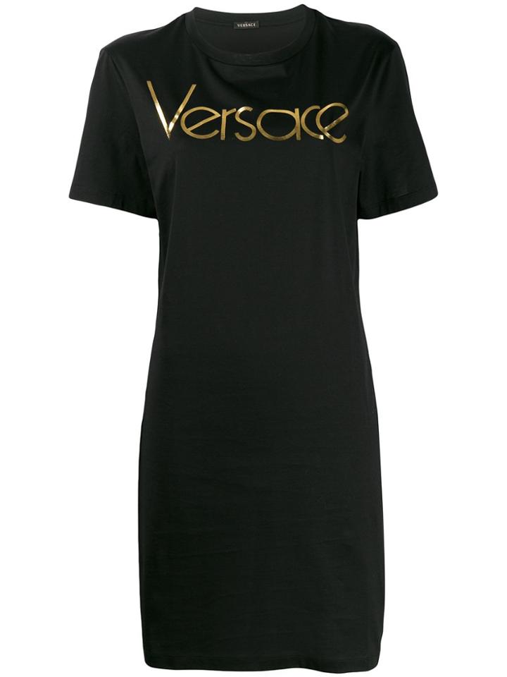 Versace Graphic Print T-shirt Dress - Black