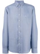 Etro Plain Shirt, Men's, Size: 43, Blue, Linen/flax