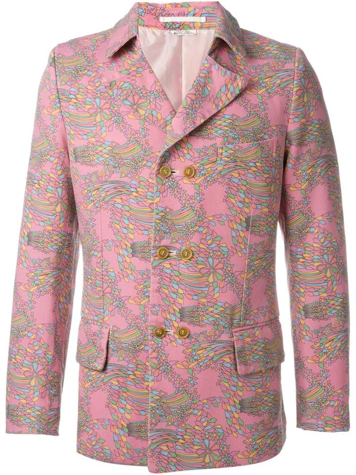 Comme Des Garçons Vintage Printed Double Breasted Jacket - Pink &