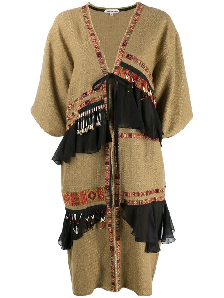 Giacobino Ruffle Trim Jacket - Brown