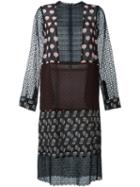 Lanvin Oversize Patchwork Pattern Dress, Women's, Size: 40, Black, Silk/cotton