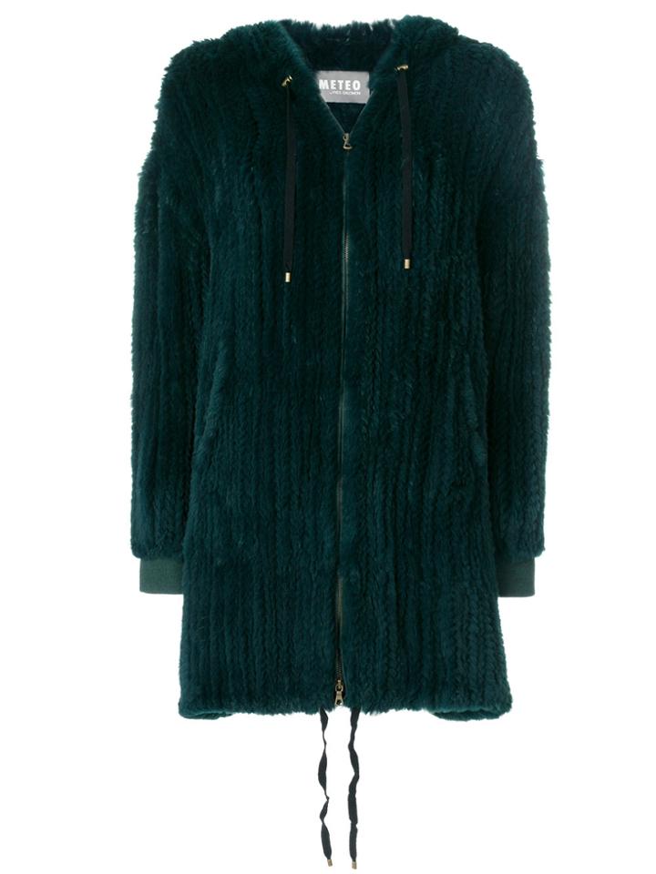 Meteo By Yves Salomon Zipped Fur Coat - Green