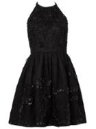 Oscar De La Renta Embellished Backless Dress, Women's, Size: 6, Black, Silk/nylon