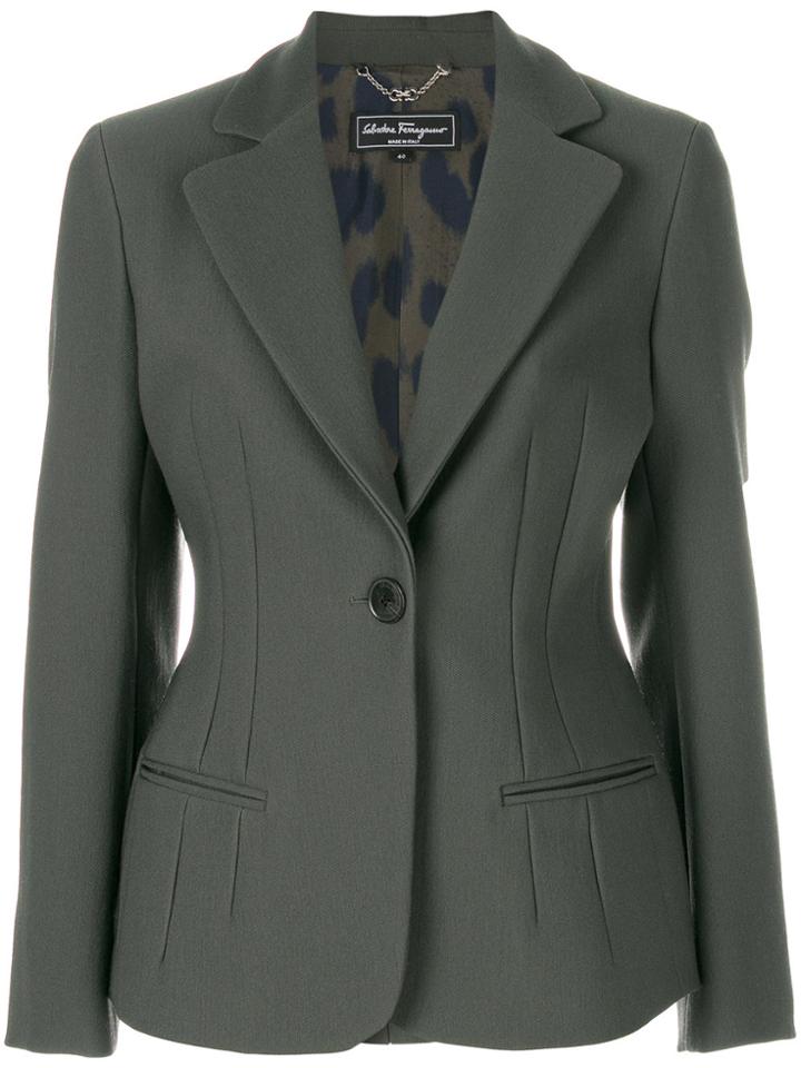 Salvatore Ferragamo Fitted Single-breasted Blazer - Green
