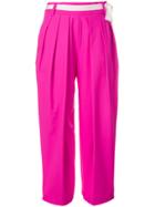 Eudon Choi Belted Waist Cropped Trousers - Pink & Purple