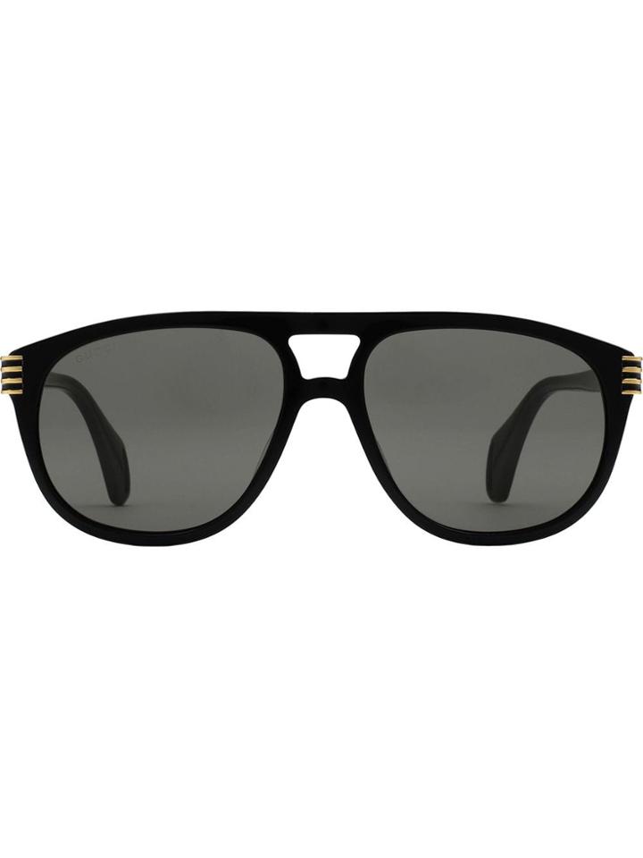 Gucci Eyewear Aviator Sunglasses With Enamel - Black