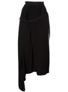 Yohji Yamamoto Vintage Asymmetric Grosgrain Trim Skirt - Black