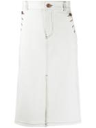 See By Chloé Split Front Denim Skirt - White