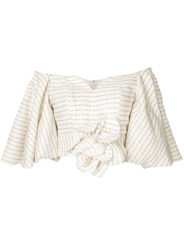 Bambah Pinstripe Flower Bubble Top - White