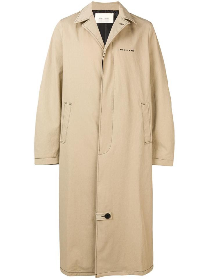 1017 Alyx 9sm Single-breasted Logo Coat - Neutrals