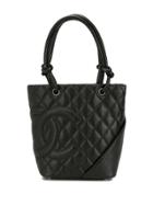 Chanel Pre-owned Cambon Line Diamond Quilted Cc Tote - Black