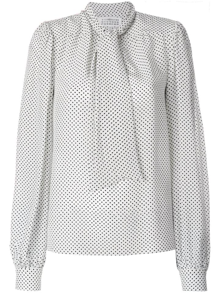 Maison Margiela Polka Dot Pussy Bow Blouse - White
