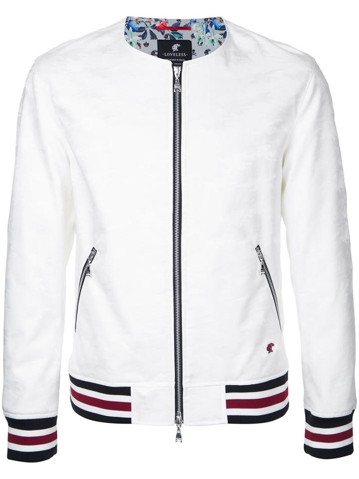 Loveless - Striped-cuff Bomber Jacket - Men - Cotton/polyester/polyurethane - 3, White, Cotton/polyester/polyurethane
