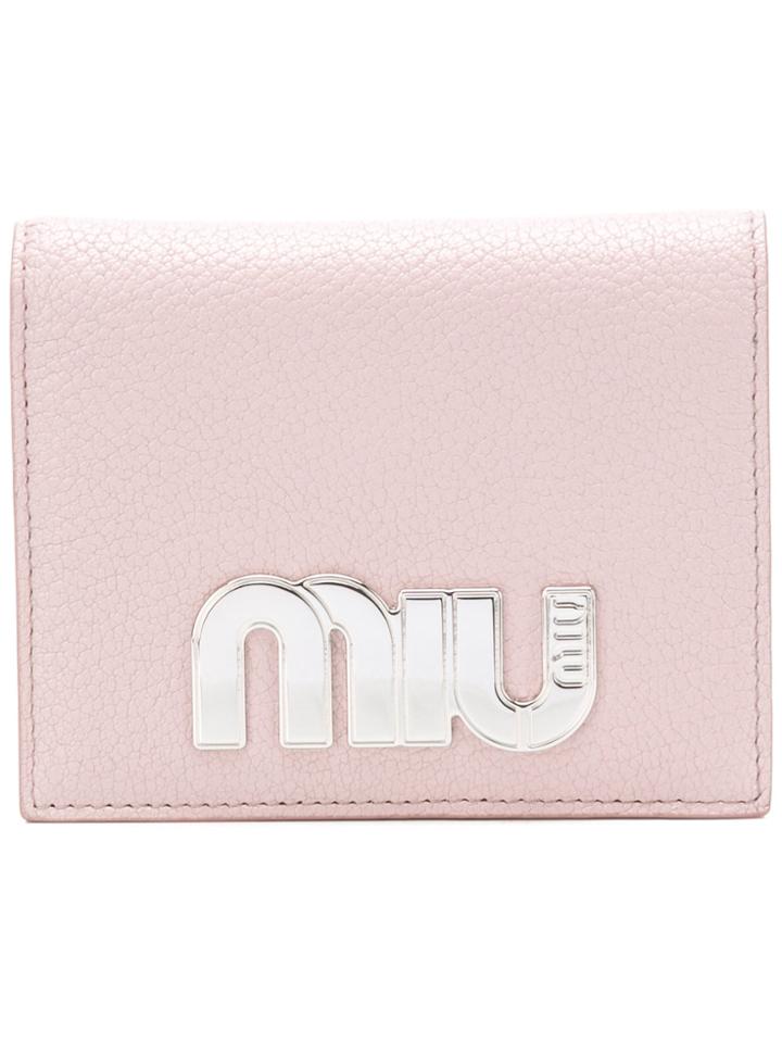 Miu Miu Logo Bi-fold Wallet - Nude & Neutrals