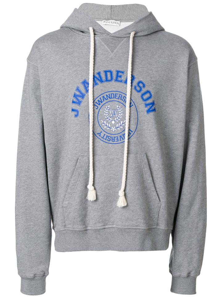 Jw Anderson University Print Hoodie - Grey