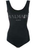 Balmain Logo Printed Bodysuit - Black