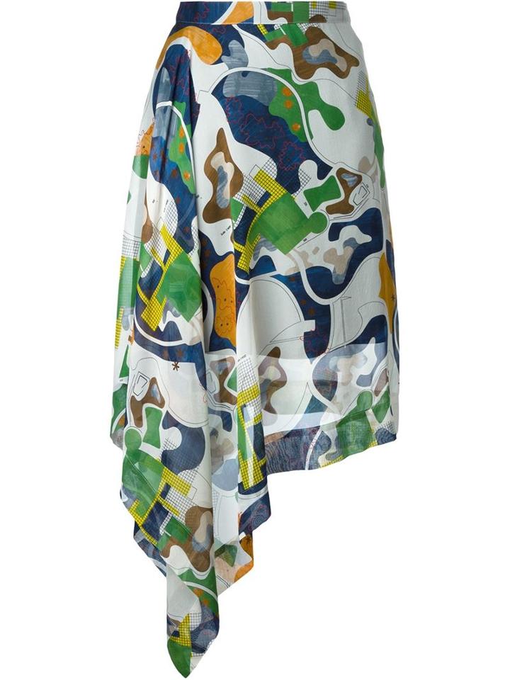 Msgm Abstract Print Draped Skirt