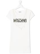 Moschino Kids Pearl Print T-shirt Dress - White