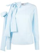 Msgm Striped Blouse, Women's, Size: 42, Blue, Polyamide/cotton/spandex/elastane