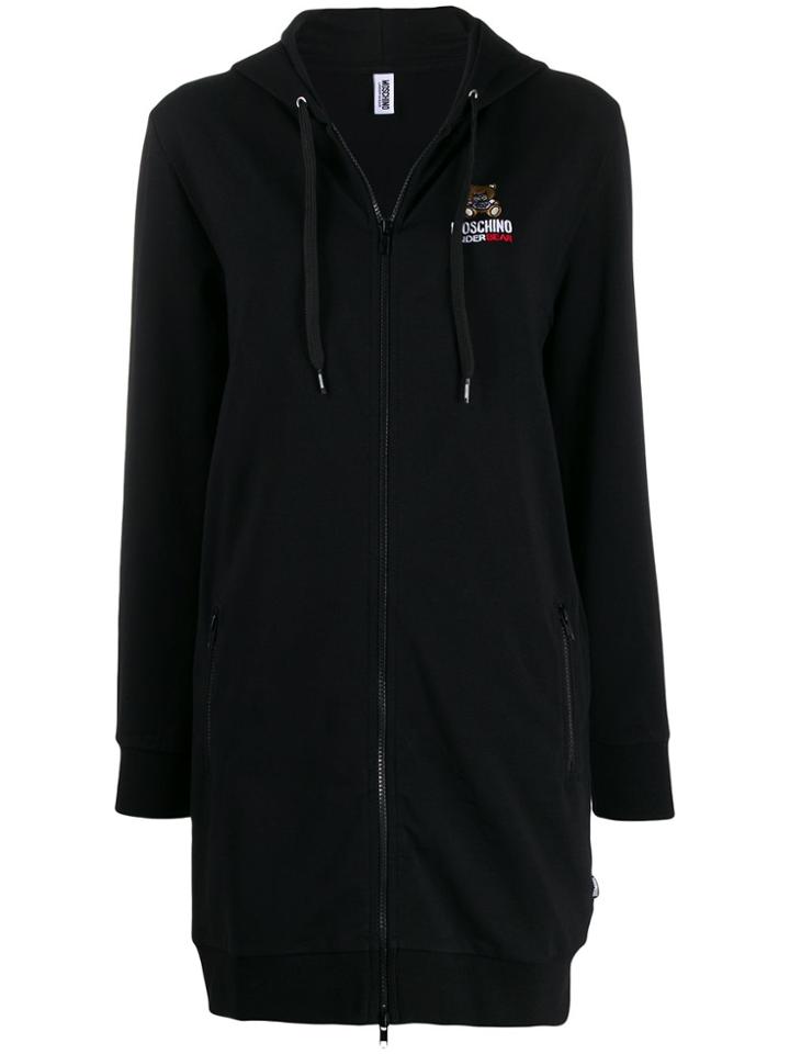 Moschino Underbear Long Zipped Hoodie - Black