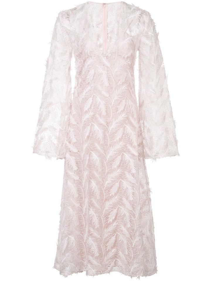 Sandra Mansour - Embroidered Midi Dress - Women - Polyester - 40, Pink/purple, Polyester