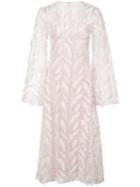 Sandra Mansour - Embroidered Midi Dress - Women - Polyester - 40, Pink/purple, Polyester