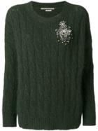 Ermanno Scervino Embellished Brooch Jumper - Green