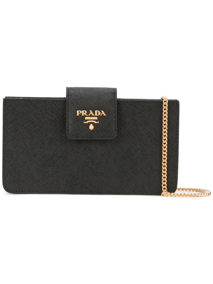 Prada Chain Strap Crossbody Bag, Women's, Black, Leather
