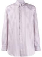 Brioni Striped Button Down Shirt - Purple