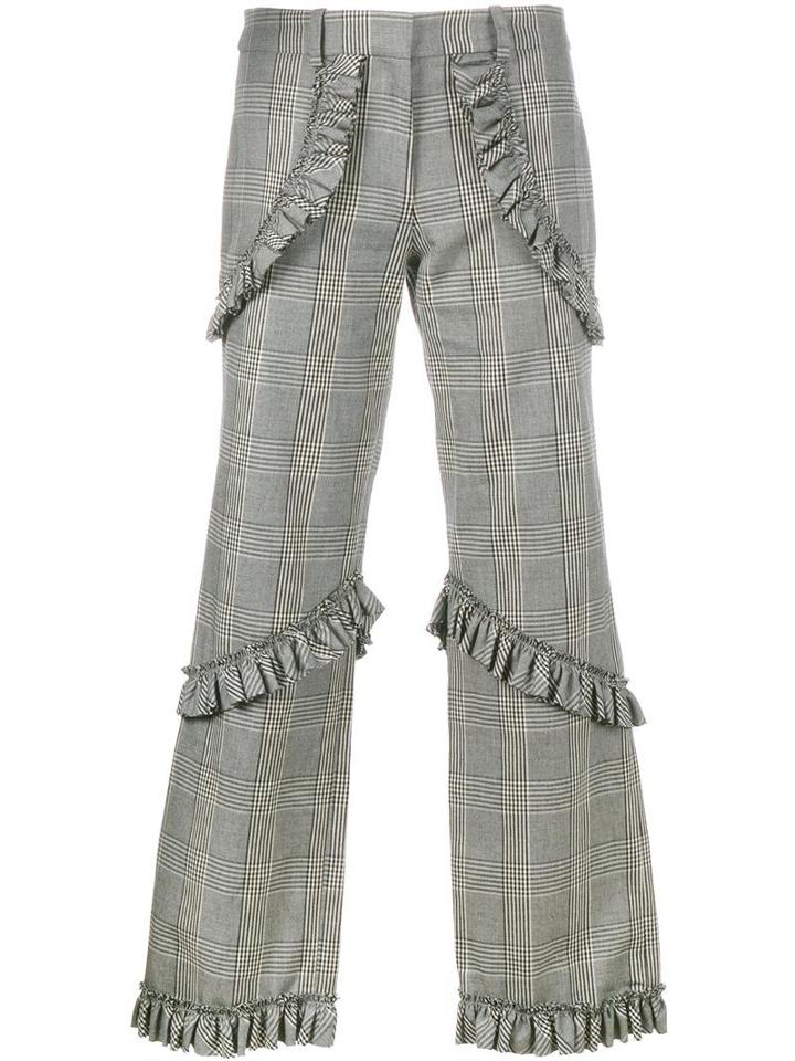 Simone Rocha Prince Of Wales Checked Trousers, Women's, Size: 12, Grey, Acetate/cotton/linen/flax/spandex/elastane