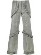 Simone Rocha Prince Of Wales Checked Trousers, Women's, Size: 12, Grey, Acetate/cotton/linen/flax/spandex/elastane