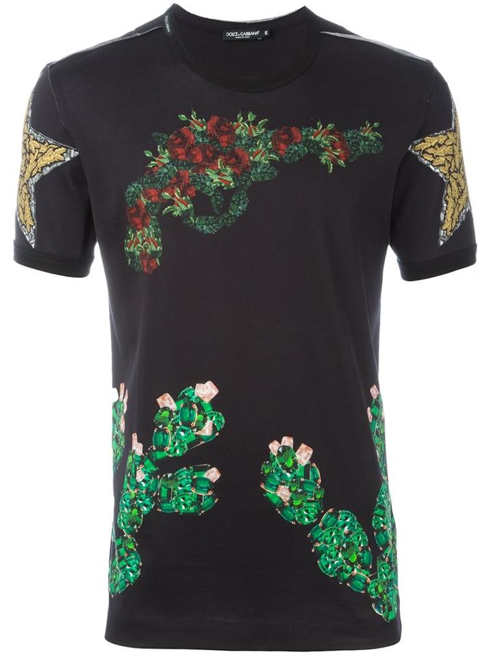 Dolce & Gabbana Multi Print T-shirt, Men's, Size: 46, Black, Cotton