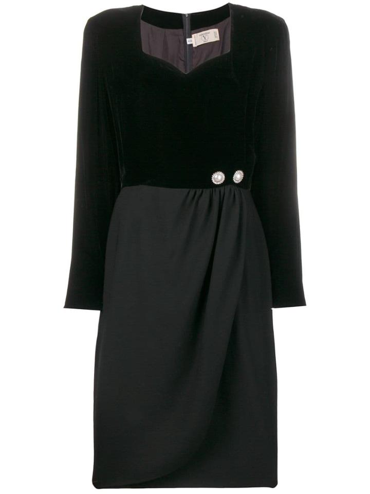 Valentino Vintage Pearl Button Dress - Black