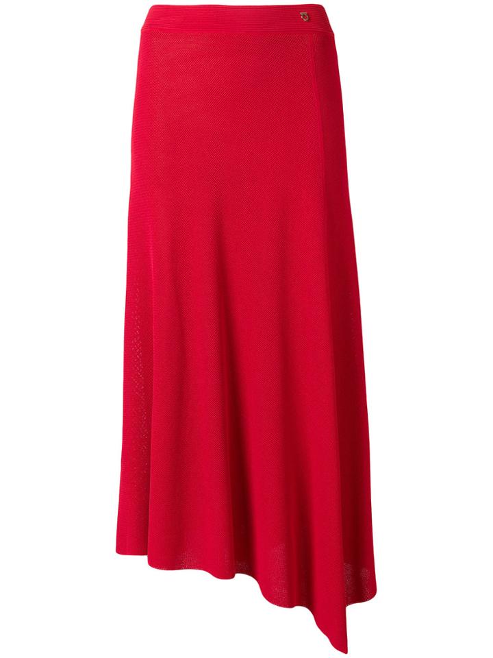 Salvatore Ferragamo Contrast Hem Skirt - Red