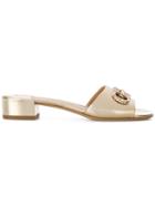 Salvatore Ferragamo Embellished Block Heel Sandals - Metallic