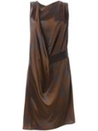 Ann Demeulemeester Floral Print Draped Dress, Women's, Size: 36, Brown, Silk/spandex/elastane