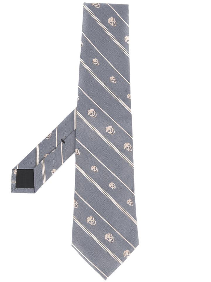 Alexander Mcqueen Skulls And Stripes Tie - Pink & Purple