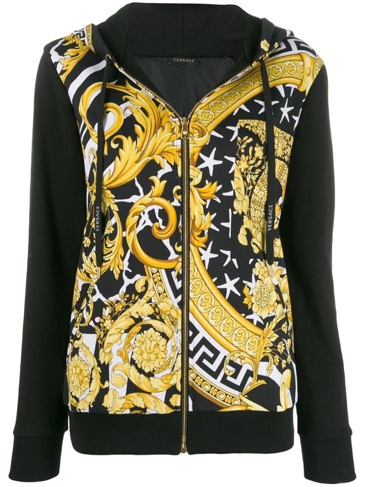Versace Printed Zip-front Hoodie - Black