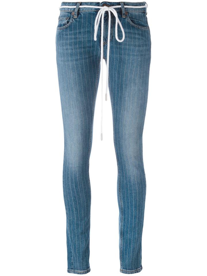 Off-white - Pinstripe Skinny Jeans - Women - Cotton/spandex/elastane - 26, Women's, Blue, Cotton/spandex/elastane