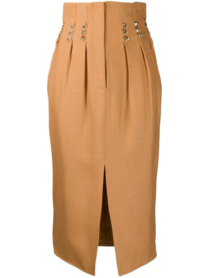 Atu Body Couture Rhinestone-embellished Midi Skirt - Gold