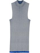 Burberry Sleeveless Rib Knit Cashmere Silk Turtleneck Sweater - Grey