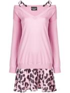 Boutique Moschino Layered Sweater And Leopard Print Dress - Pink &