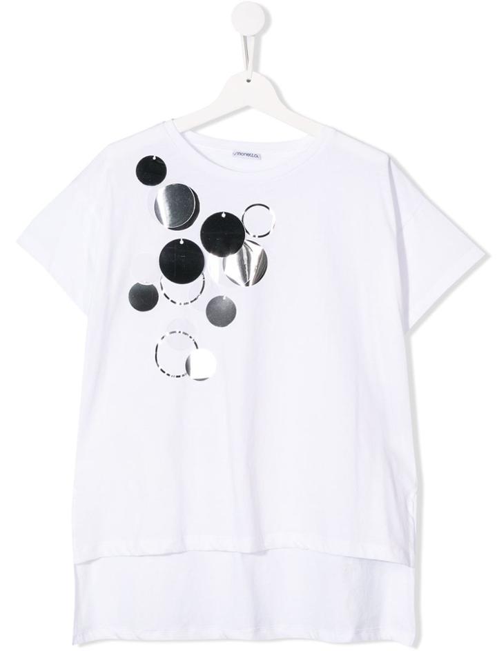 Simonetta Teen Metallic Abstract Print T-shirt - White