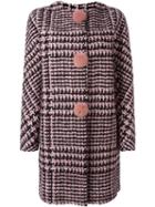 Ermanno Scervino Pom Pom Detail Coat, Women's, Size: 42, Pink/purple, Polyamide/polyester/wool/alpaca