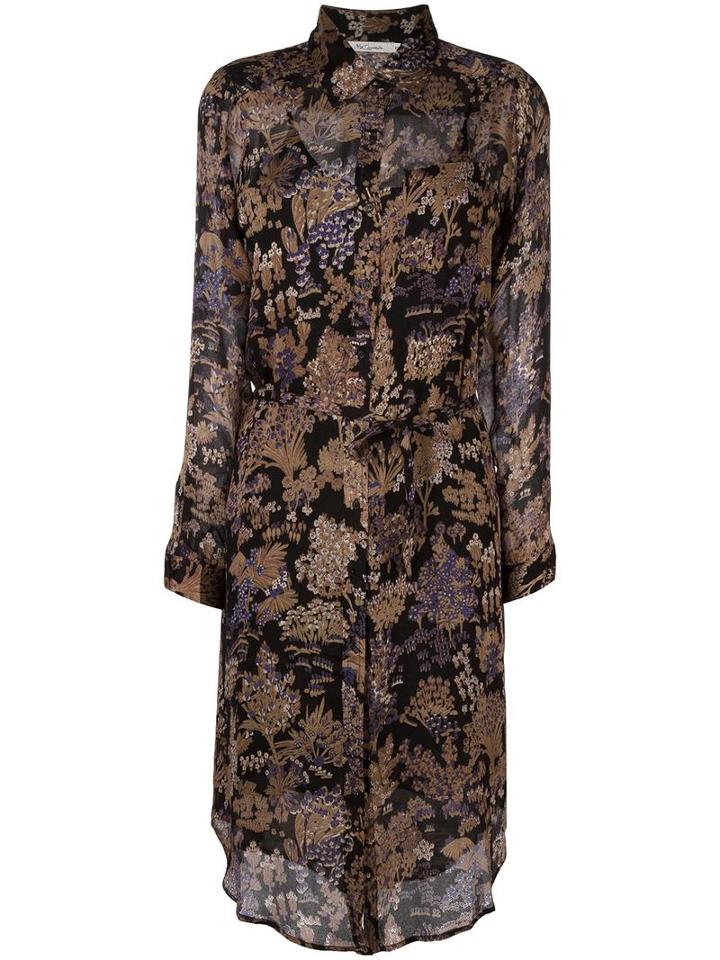 Mes Demoiselles Floral Print Shirt Dress, Women's, Size: 38, Black, Silk/cotton