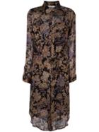 Mes Demoiselles Floral Print Shirt Dress, Women's, Size: 38, Black, Silk/cotton